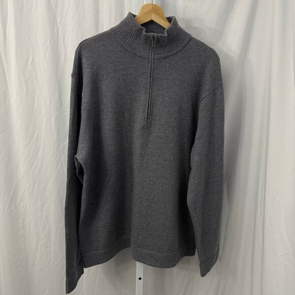 Patagonia Sweater Mens XL Gray Lambswool Pullover Outdoor 1/4 Zip - Picture 1 of 9